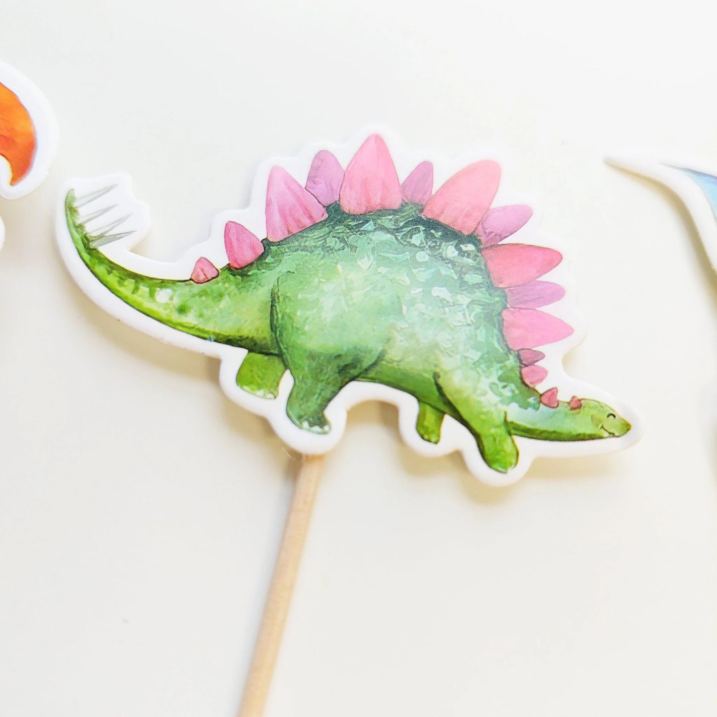 Pink girls Dinosaurs Birthday cup Cake Topper set