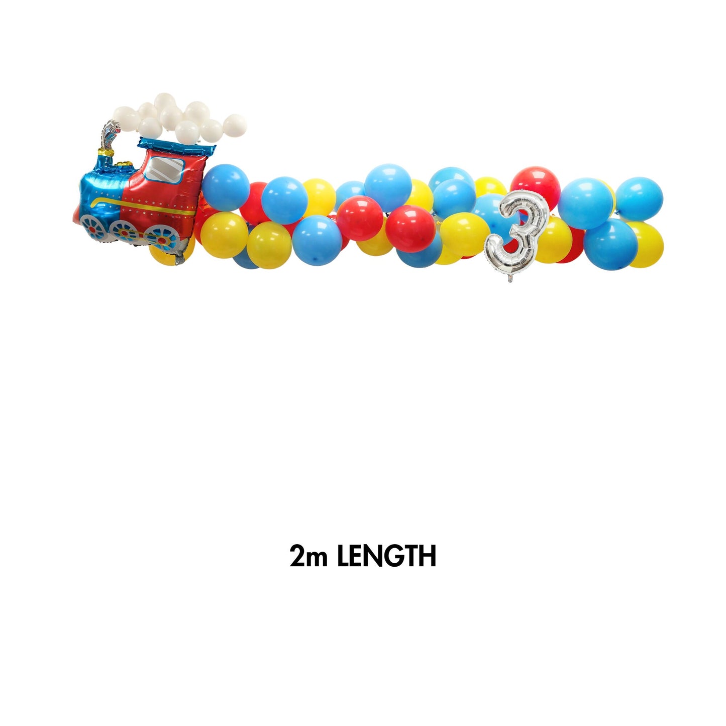 Blue yellow red train Birthday Balloon garland