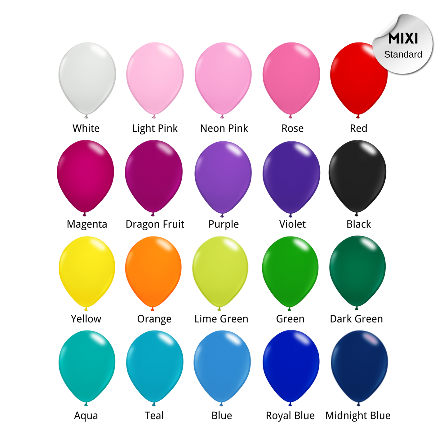 12inch Standard Latex Balloon 5-pack