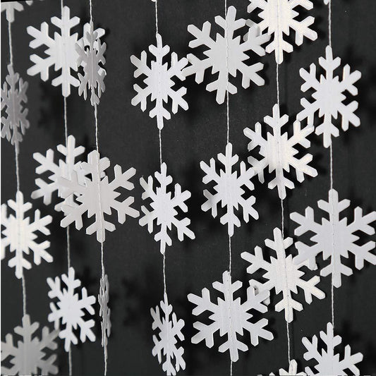 4 Meter White Snow Flakes Bunting Garland