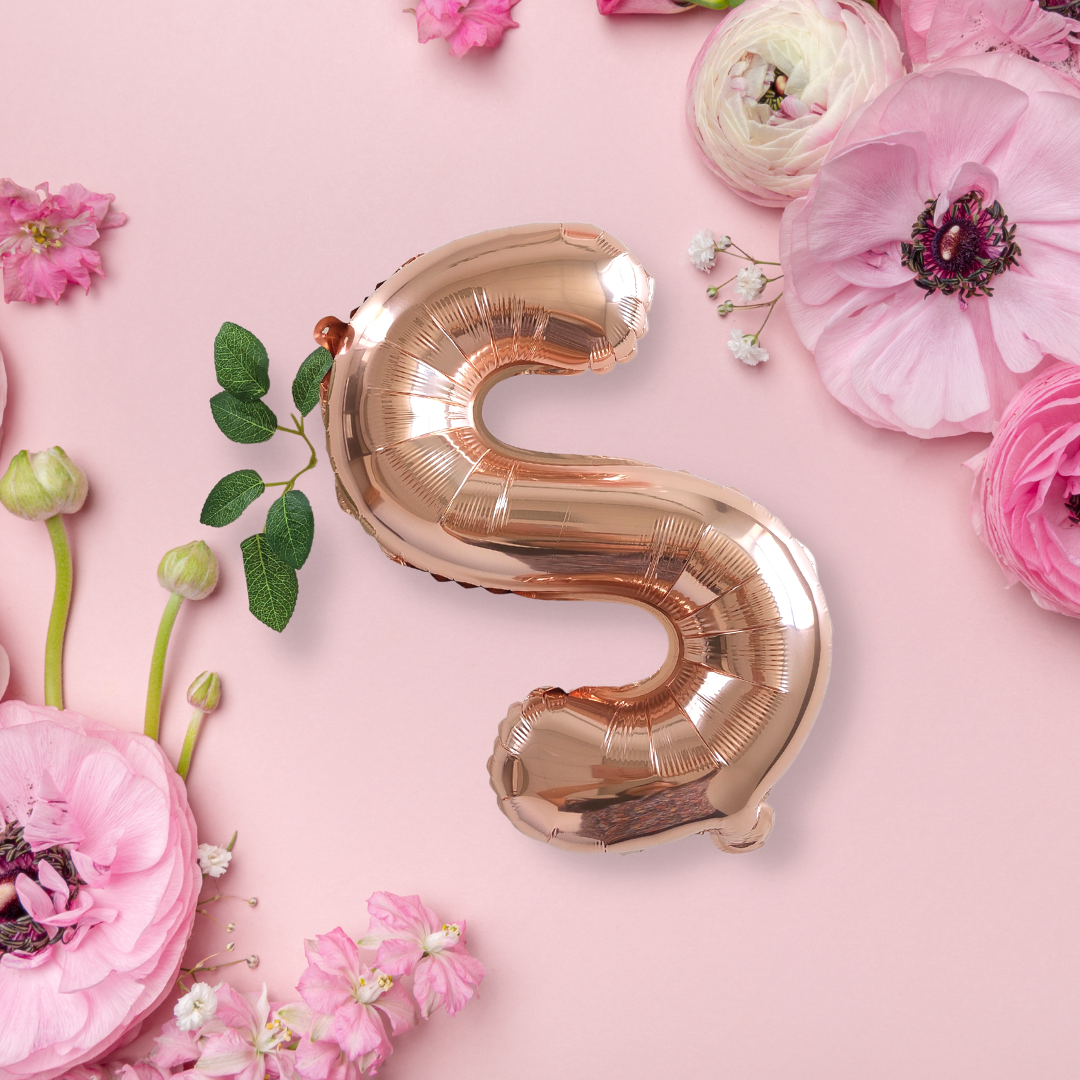 16inch rose gold name initial balloon stand