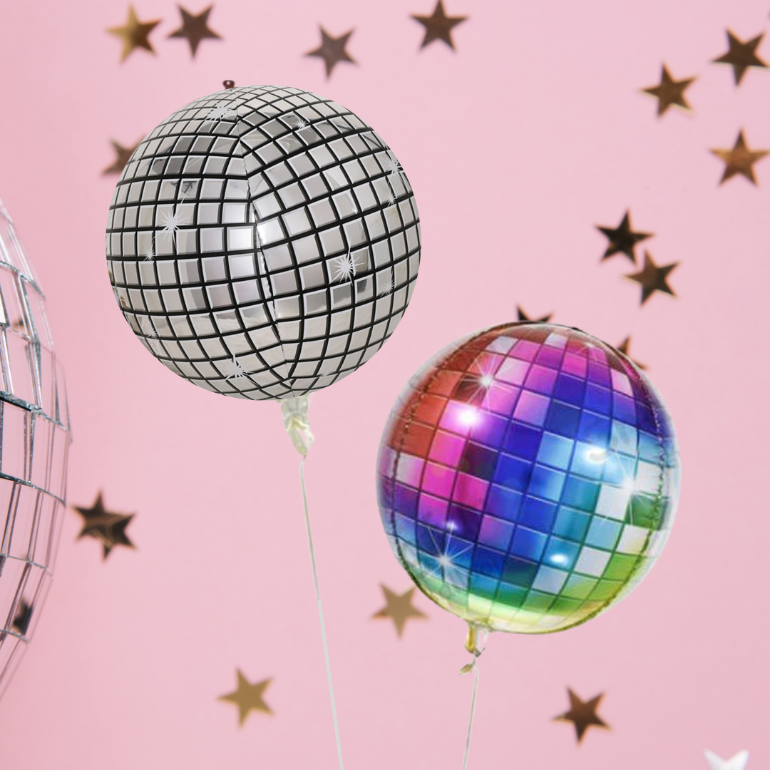 22inch Disco Light Ball Helium Foil Balloon Multi or Silver