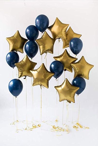 Metallic star and midnight blue balloon bundle party decoration