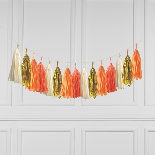 DIY Orange Gold Ivory Paper Tassel Garland