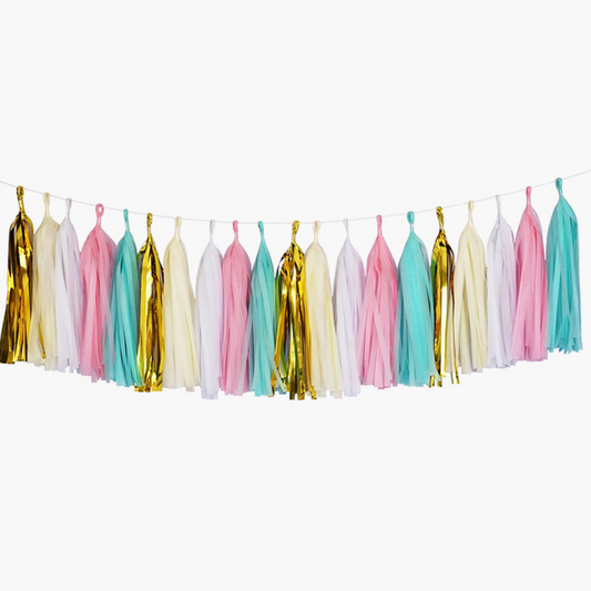 Paper Tassel Garland Pink Aqua