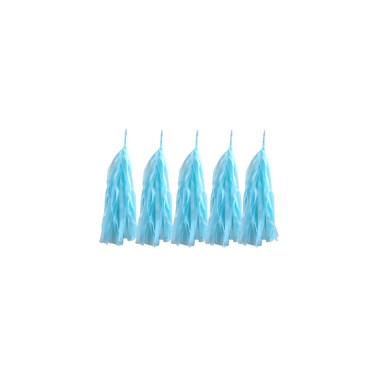 Tissue Paper Tassel 5-Pack Baby Blue