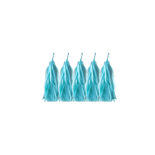 Tissue Paper Tassel 5-Pack Aqua