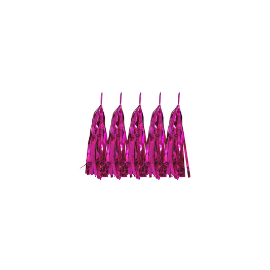 Tissue Paper Tassel 5-Pack Foil Hot Pink