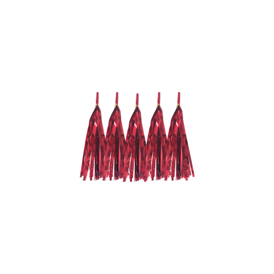 Tissue Paper Tassel 5-Pack Foil Red