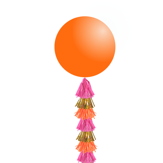 Giant 36inch Balloon with Tassel Tails, Orange gold