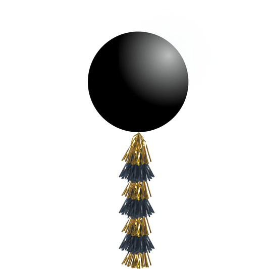 Giant 36inch Balloon with Tassel Tails, Black Gold