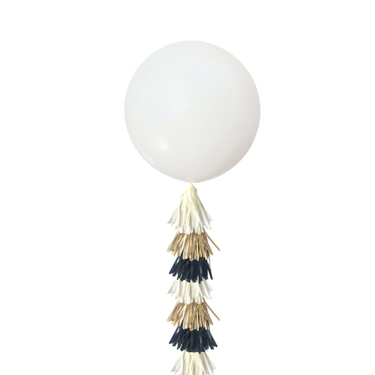 Giant 36inch Balloon with Tassel Tails, White Gold