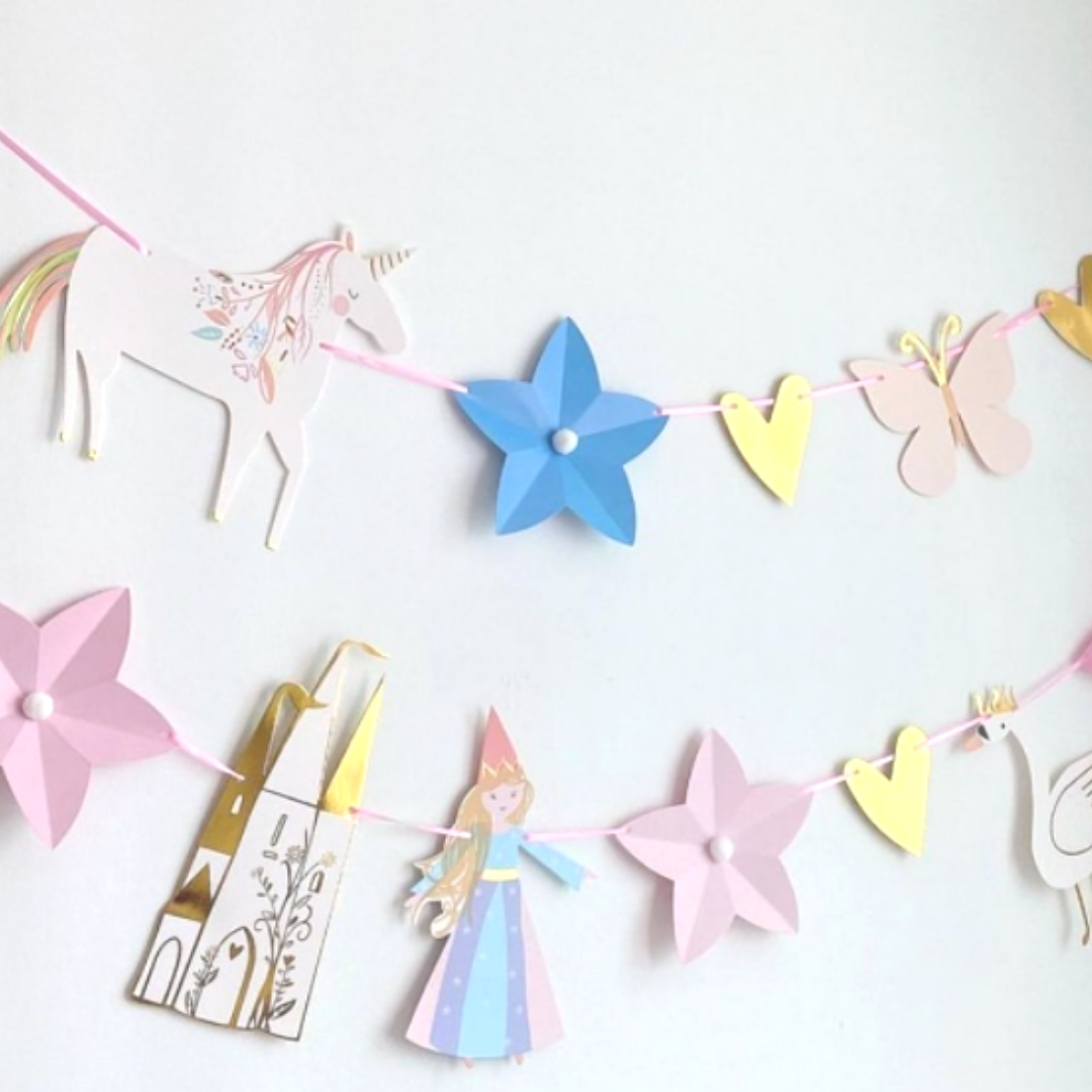 Princess, swan and castle bunting garland