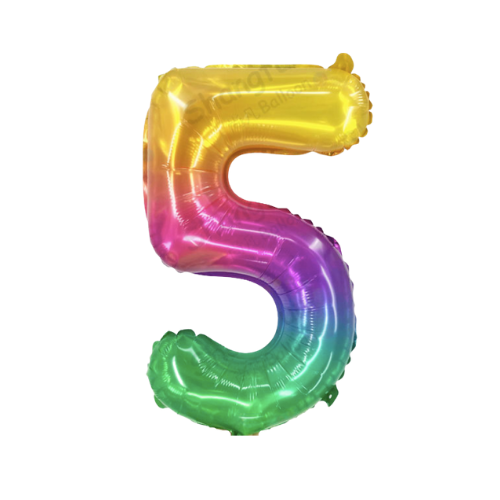 Jelly look 16" inch rainbow foil number balloons