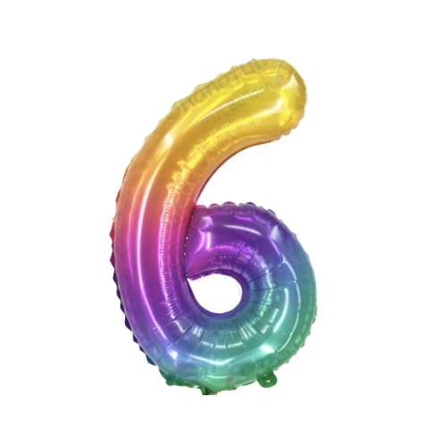 Jelly look 16" inch rainbow foil number balloons