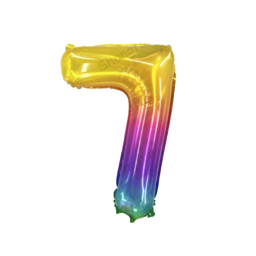 Jelly look 16" inch rainbow foil number balloons