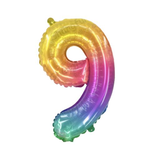 Jelly look 16" inch rainbow foil number balloons