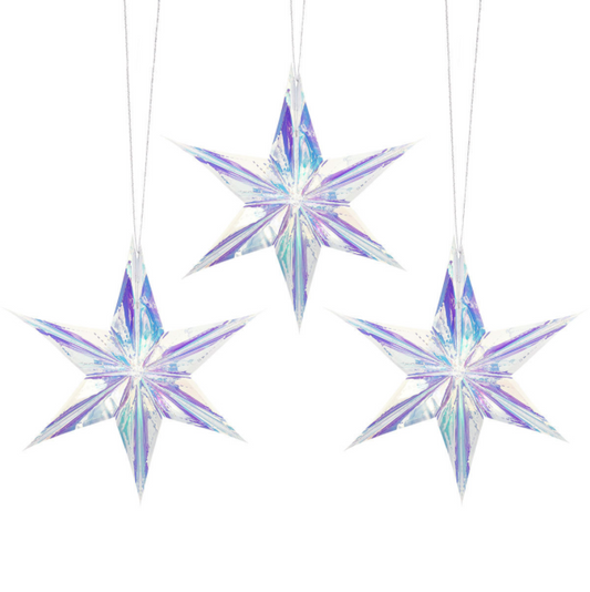 Christmas Iridescent foldable star hanging decoration