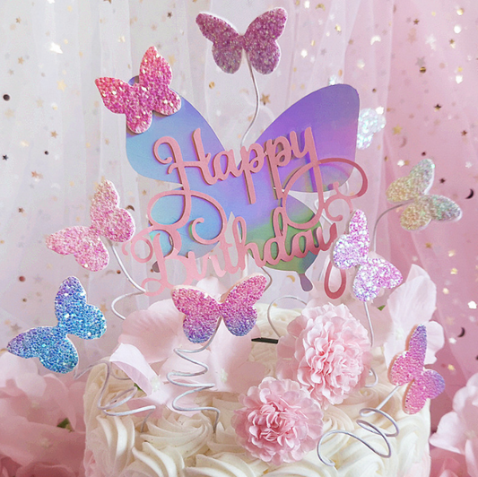 Happy Birthday Butterfly Cake Topper