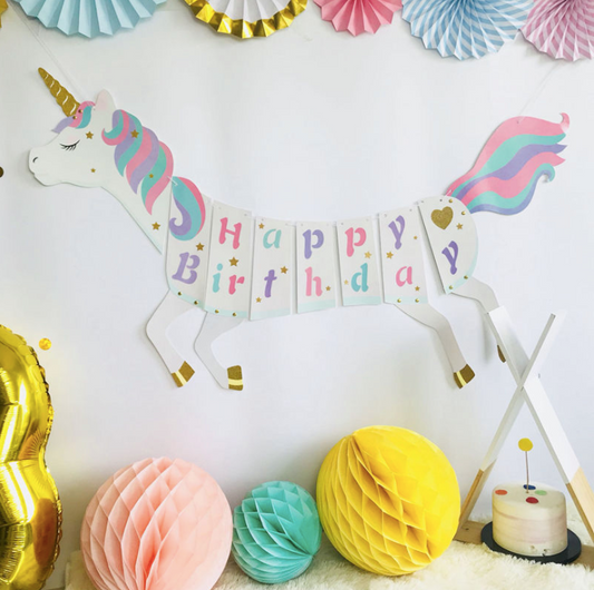 Unicorn Happy Birthday Bunting Garland