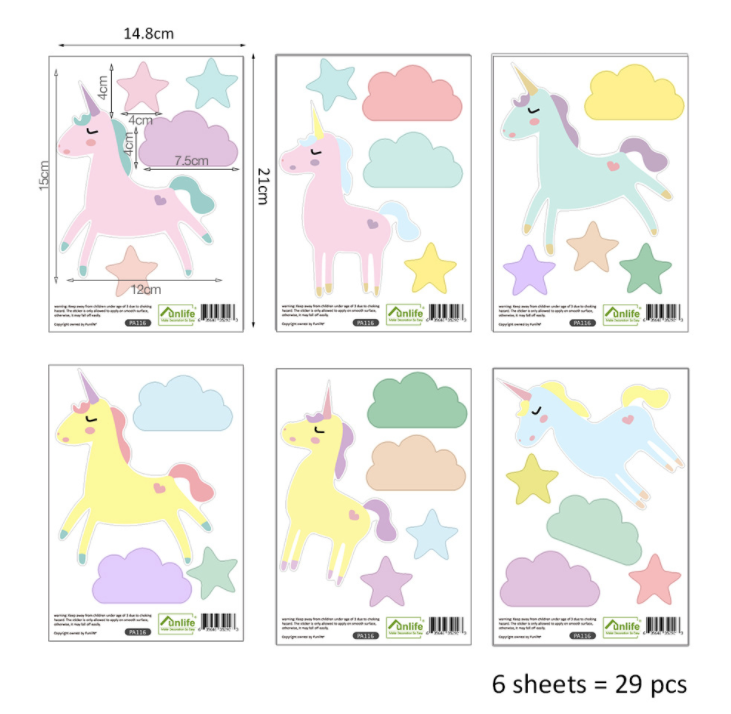 Unicorn removable wall stickers