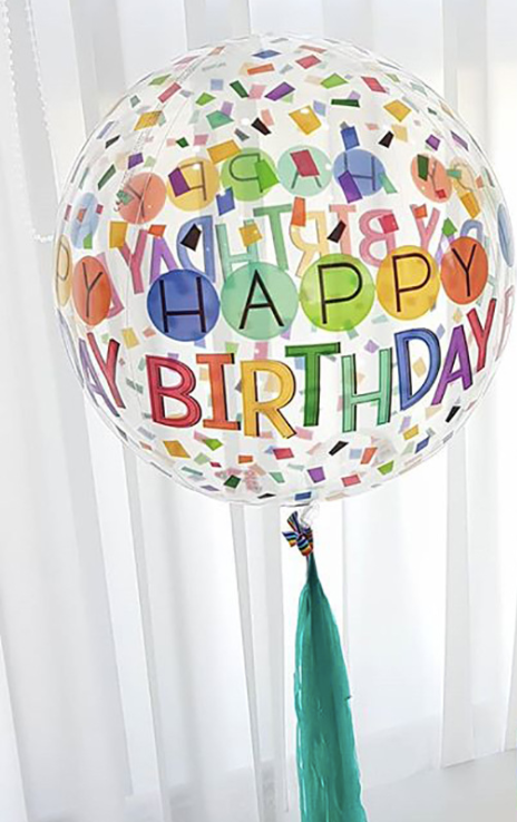 22inch happy birthday print balloon with paper tassel