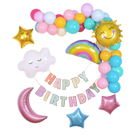 Birthday rainbow cloud balloon kit