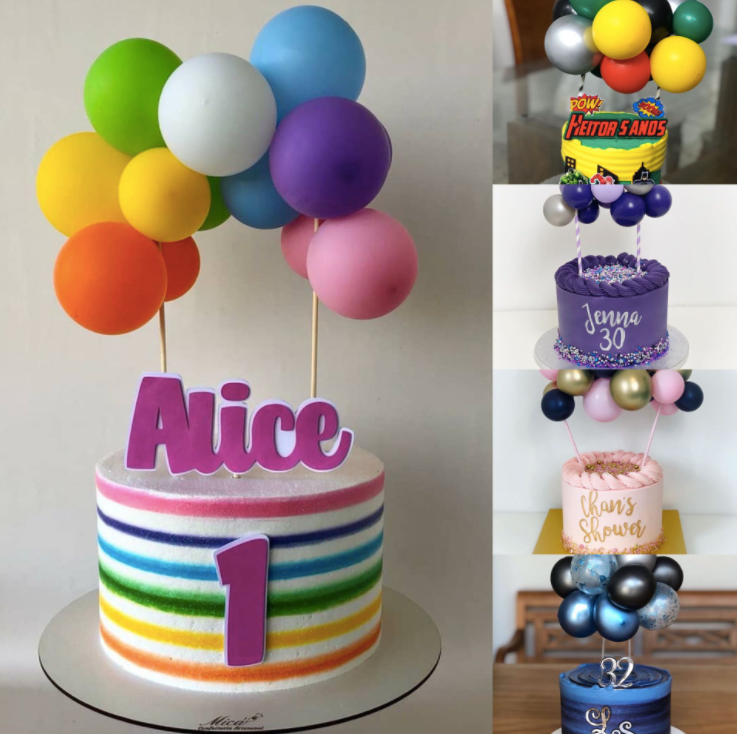 Mini Black & Gold Confetti Balloon Garland Cake Topper Kit - Online Party  Supplies