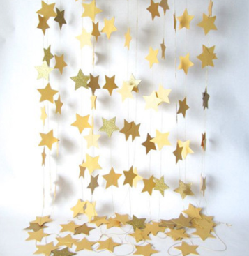 Gold Silver Stars Bunting Garland Decoration