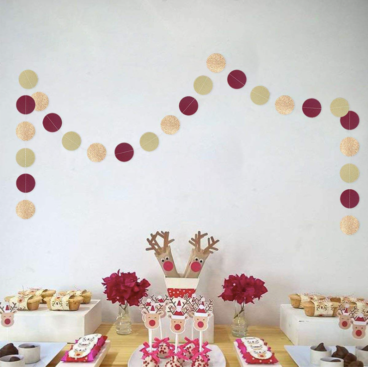 3-meter burgundy circle flakes bunting