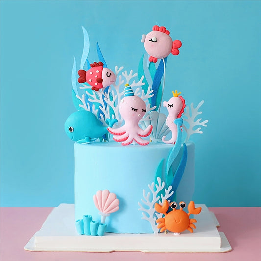 Under the sea fish coral figure cake topper set