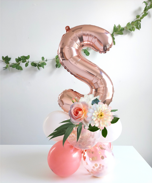 16inch rose gold name initial balloon stand