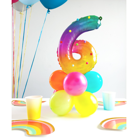 16inch Rainbow Number Balloon Table Centrepiece Stand