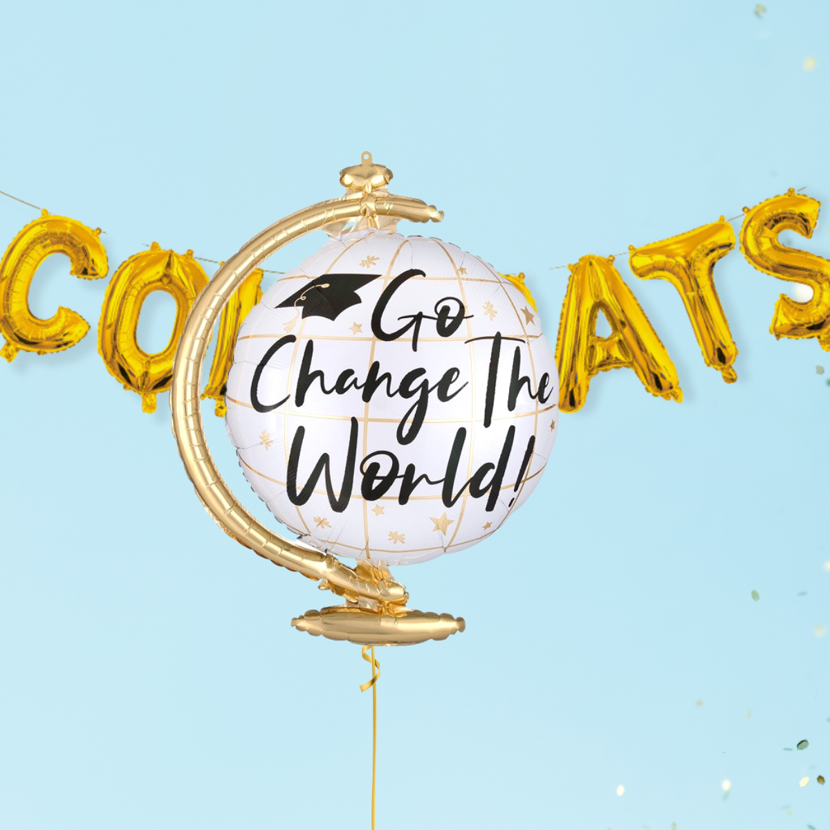 Go change the world graduation celebration balloon